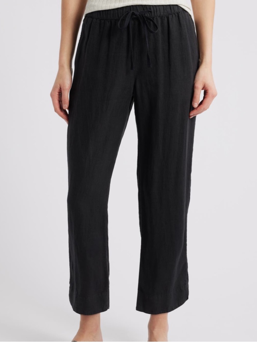 NWOT- Caslon Women's Tulip Hem linen pants, Black, Medium $79
